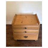 Vintage 3 Drawer Oak Sewing Cabinet on Wheels