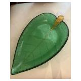 Vintage 15' Glass Leaf Dish