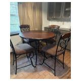 Tall Wooden Wrought Iron Table & Chairs