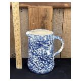 Vintage Marshall Pottery Blue Splatter Pitcher