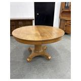 Antique Round Oak Pedestal Dining Table
