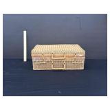 Vintage Rattan Wicker Picnic Basket Case