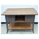 Antique American Fibre Wicker Library Table Desk