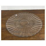 Vintage HUGE 20" Fluted Glass Serving Platter