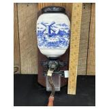 Vintage Delft Blue Willow Coffee Grinder