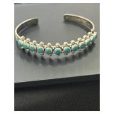Native American Turquoise Sterling Cuff Bracelet