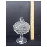 American Fostoria Pedestal Candy Dish With Lid