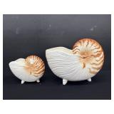 Pair Of Fitz & Floyd Nautilus Shell Planters