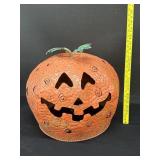 Vintage Large Hammered Metal Jack-O-Lantern