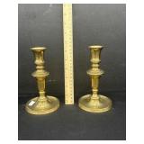 2 Heavy Brass Candlesticks Made In Hong Kong