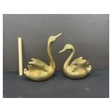 2 Vintage Heavy Brass Swans