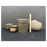 4 Vintage Brass Pots/Planters