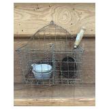 Antique Rustic Wire Storage Caddy W/ Contents