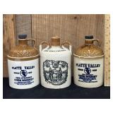 3 Vintage Whiskey Glazed Stoneware Jugs