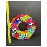 Vintage Colorful Day Of The Dead Skull Wreath
