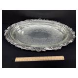 Large Sculptured Edge Silver Plate Oval Server