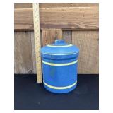 Antique Blue Glazed Stoneware Crock