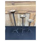Vintage Twisted Wrought Iron & Copper Candlesticks