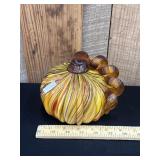 Hand Blown Glitzhome Striped Glass Pumpkin