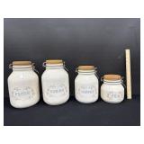 Vintage Kitchen Canisters W/ Bale Hinge Wood Lids