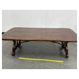 Vintage Wood Plank Top & Wrought Iron Coffee Table
