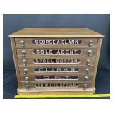 Authentic 1800's Clark 6 Drawer Wood Spool Cabinet