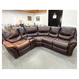 Brown Leather Power Reclining Sectional Sofa
