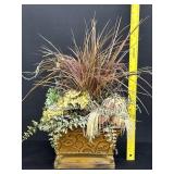 Rustic Metal Container W/ Floral Arrangment
