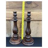 17.5" Vintage Turned Wood Candlestick Holders