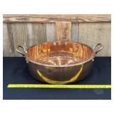 Antique French Copper Jam Pot Brass Handles Heavy