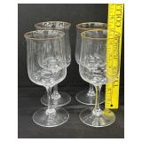 4 Vintage Lenox Crystal Gold Rim Wine Glasses