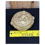 Vintage Round Gold Gilt  Lidded Trinket Box