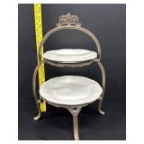 2 Tier Metal Serving Stand W/ Plates