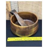 Vintage Vermillion Wooden Walnut Salad Bowl