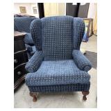 Navy Wingback Armchair W/ Queen Anne Legs