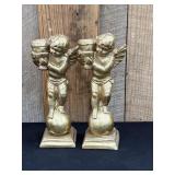 Vintage Gold Gilt Cherub Candlestick Holders