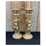 Vintage Gold Gilt Cherub Candlestick Holders