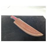 Handcrafted Knife with Multicolored Handle and Lea