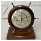 Nautical-Style Desktop Barometer with Wooden Base