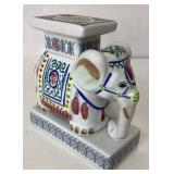 Hand-Painted Ceramic Elephant Figurine Stand, 7 In