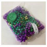 Bag of Assorted Mardi Gras Beads in Gold, Green, a
