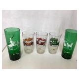 Vintage Car-Themed Glasses, Green and Clear