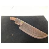 Fixed-Blade Knife with Decorative Handle and Leath