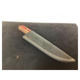 Handcrafted Damascus Steel Knife with Leather Shea