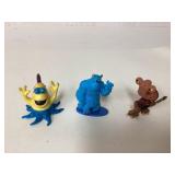 3 Plastic Cartoon Character Figures in Multicolore