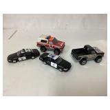 Four Die-Cast Police and Fire Vehicles