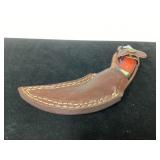 Karambit Knife with Multicolor Handle and Leather