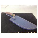 Knife with Patterned Handle and Blue Stitched Shea Knife with Patterned Handle and Blue Stitched Shea