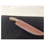 Handmade Knife With Multicolor Handle and Leather Handmade Knife With Multicolor Handle and Leather