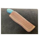 Handmade Knife with Blue Handle and Leather Sheath Handmade Knife with Blue Handle and Leather Sheath